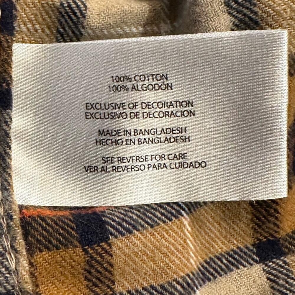 Eddie Bauer Tan Plaid  Mens Large Cotton Flannel Long Sleeve Shirt - Picture 4 of 6